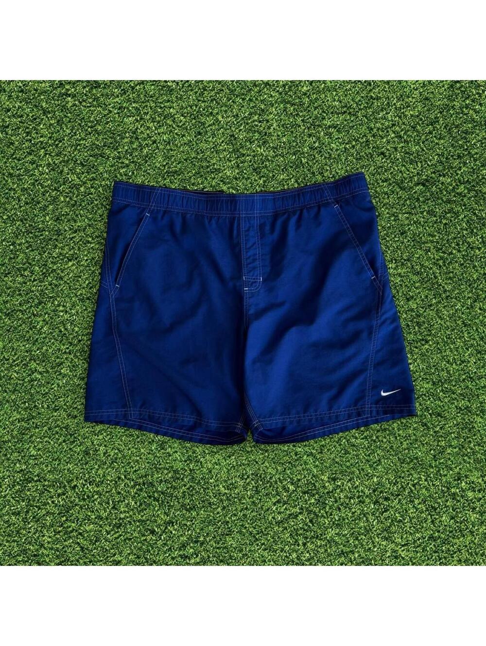 Y2K Nike Blue Navy Swim Shorts Athletic Beachwear Size L